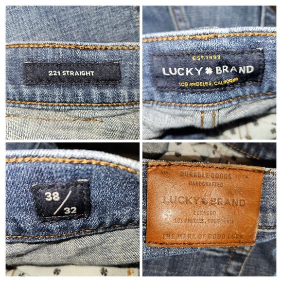 Lucky Brand 221 Straight Mens Blue Jeans Size 38x32 Cotton Stretch Durable Fit - Picture 5 of 8